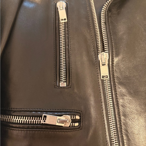 Saint Laurent Women's Black Leather Biker Jacket - Picture 7 of 8